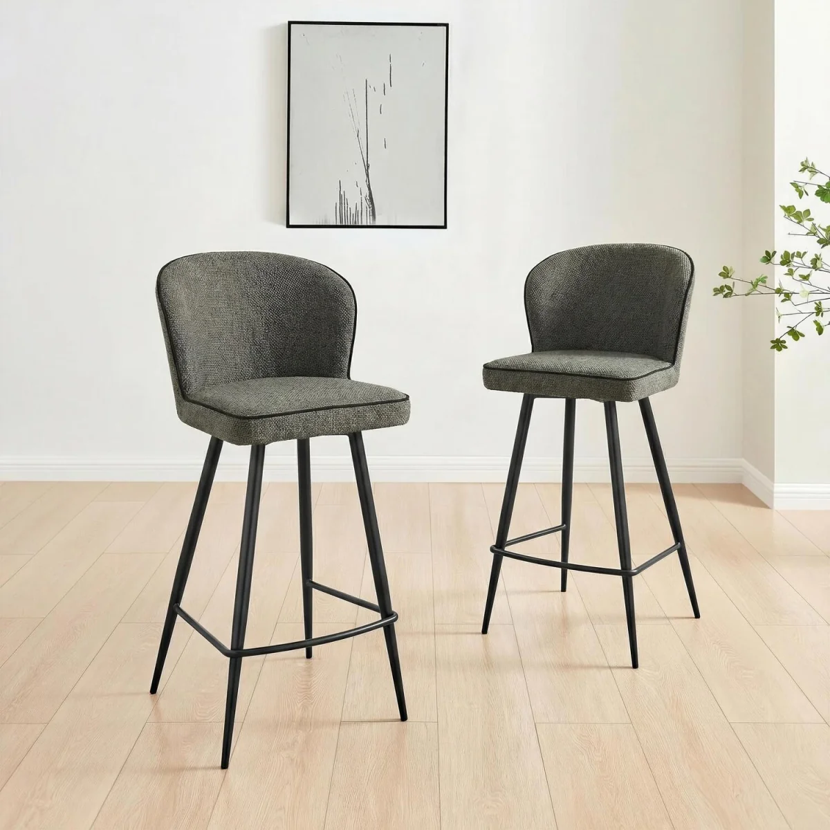 2x Catriona Grey Fabric Bar Chairs - Grey – image 3