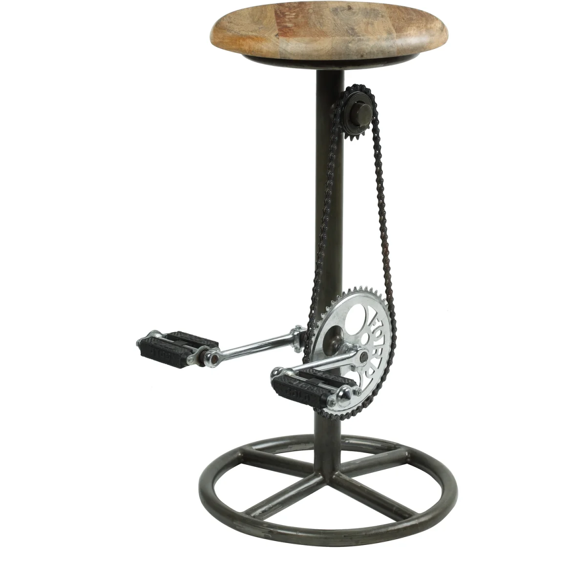 77cm Industrial Bar Stool with Pedal Design - Light Oak – image 2