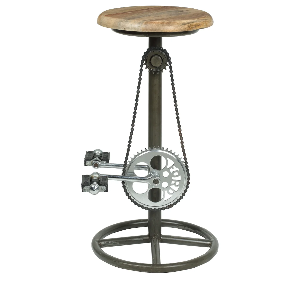 77cm Industrial Bar Stool with Pedal Design - Light Oak – image 3