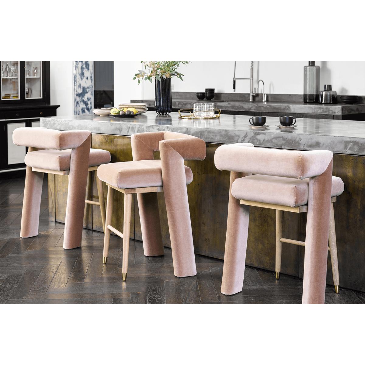 Fonda Bar Stool in Moonstone Speckled Chenille – image 2