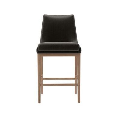 Basil Bar Stool in Elephant Cotton Matt Velvet – image 1