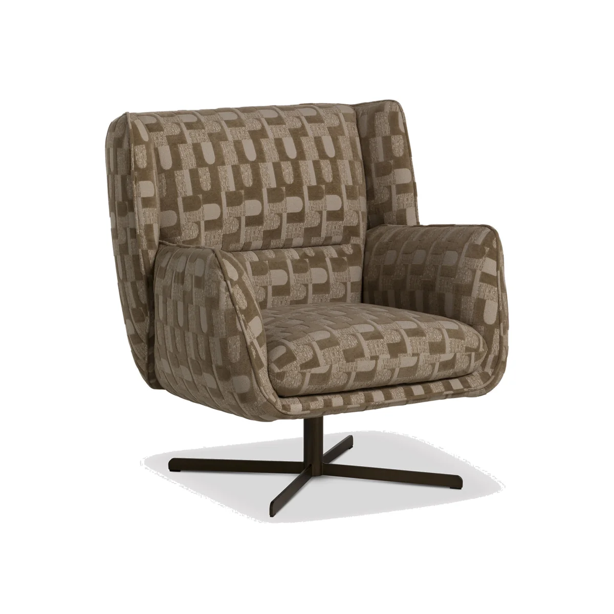 Alade Swivel Armchair, Brown Fabric | Barker & Stonehouse – image 1