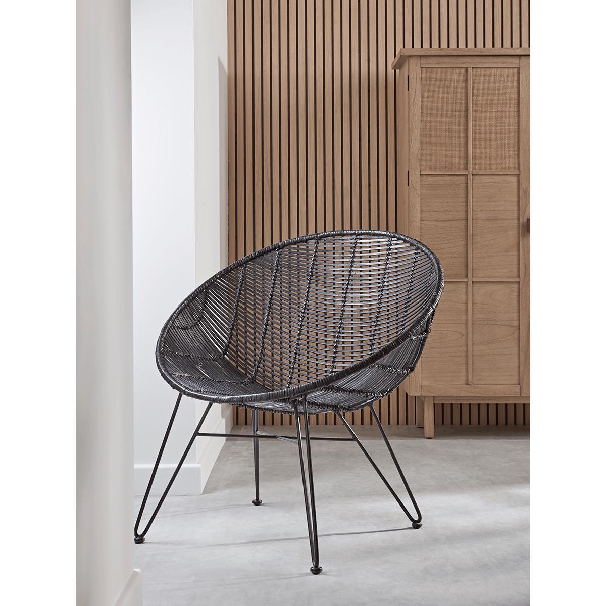 Flat Rattan Occasional Chair - Black – image 1
