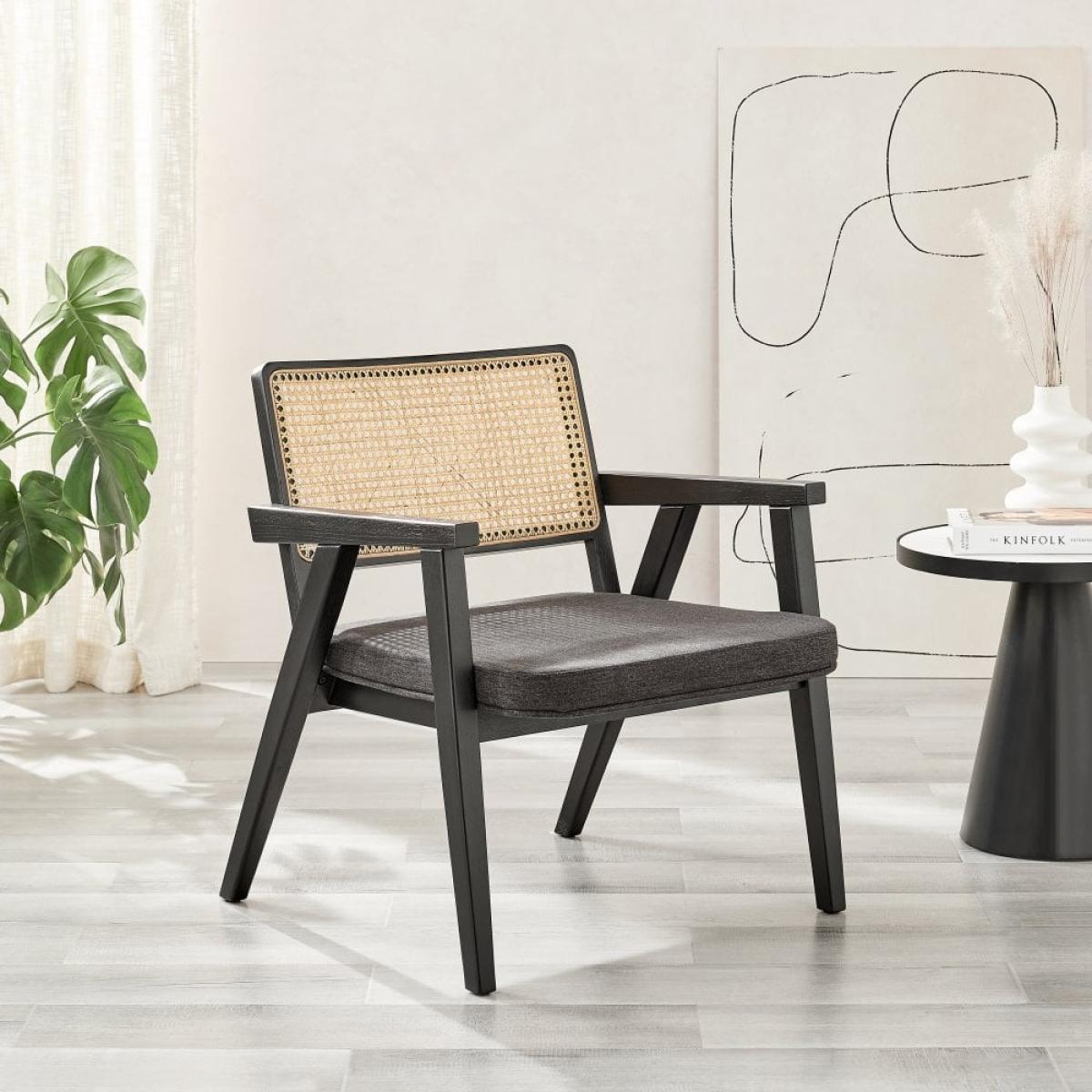 £100 Off Lambert Wooden Accent Chair, Dark Grey & Black – image 2