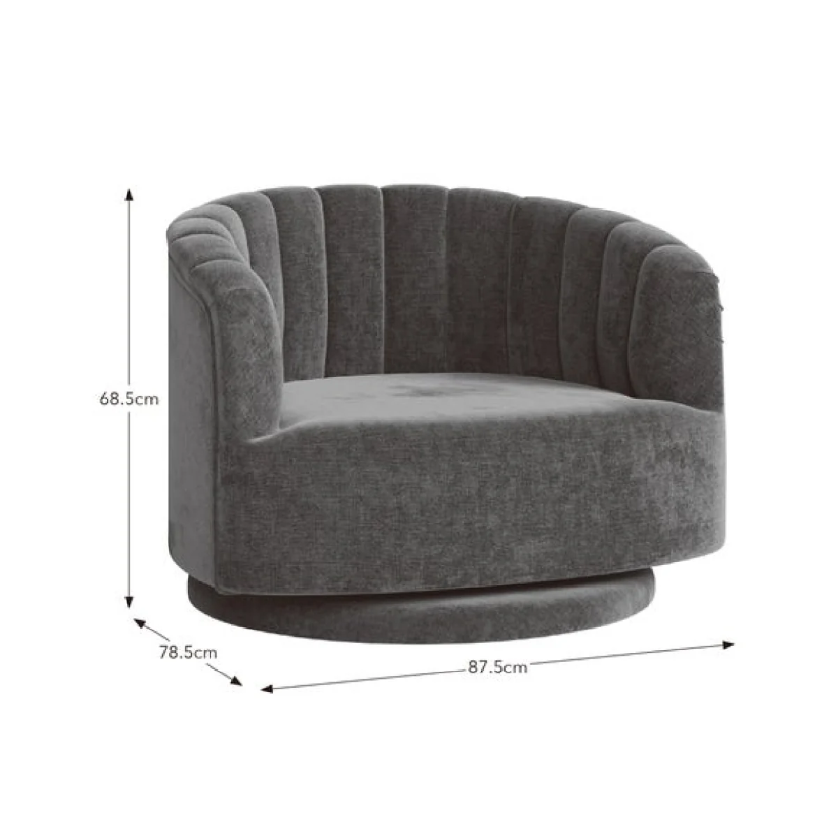 Elena Luxe Chenille Scalloped Swivel Chair – image 9