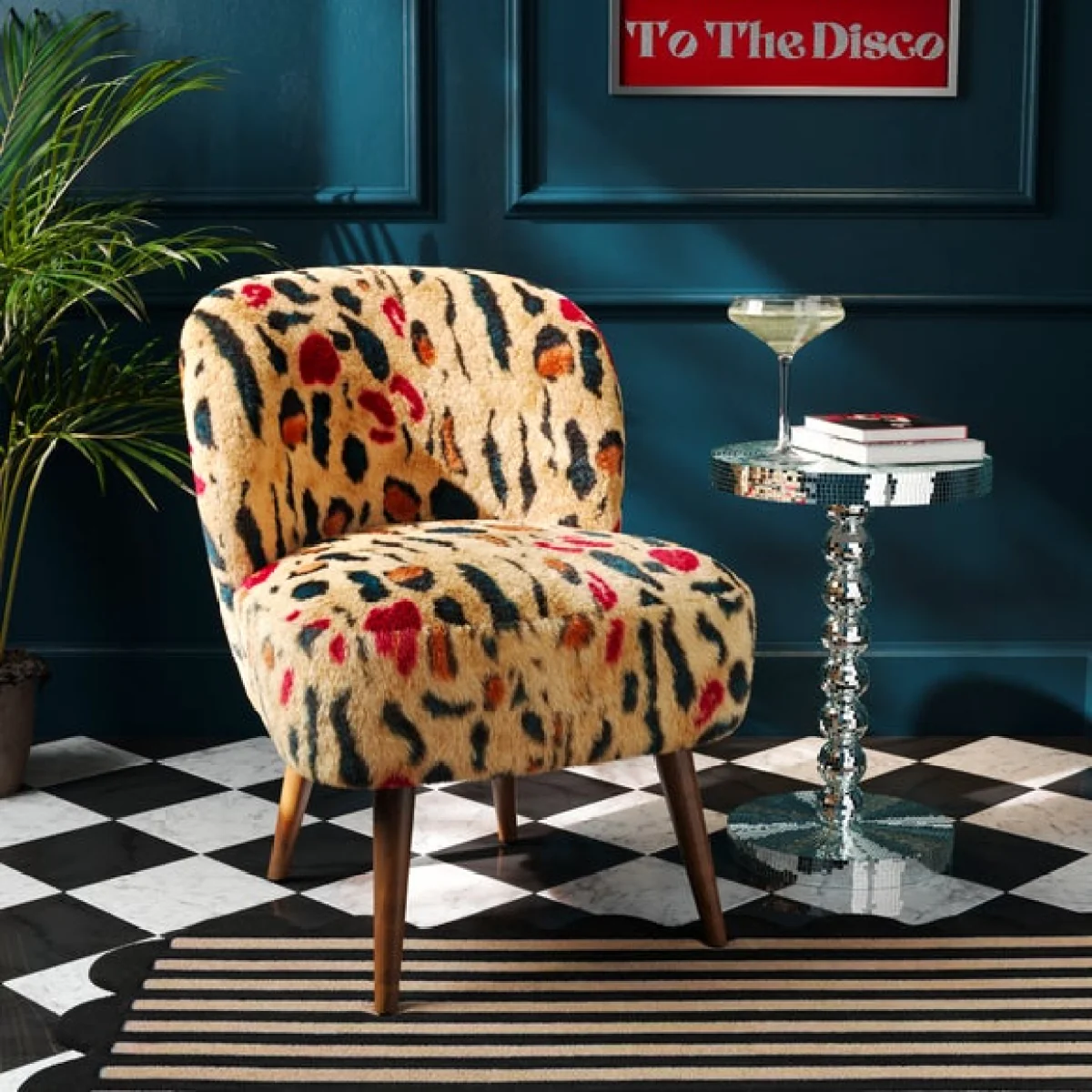 Elsie Leopard Brights Faux Fur Cocktail Chair – image 2