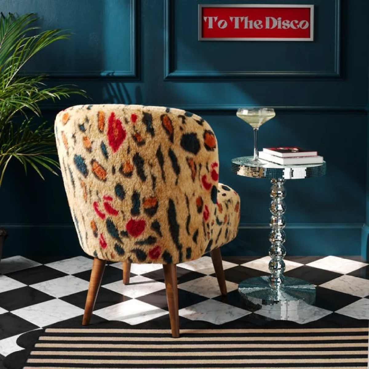 Elsie Leopard Brights Faux Fur Cocktail Chair – image 3