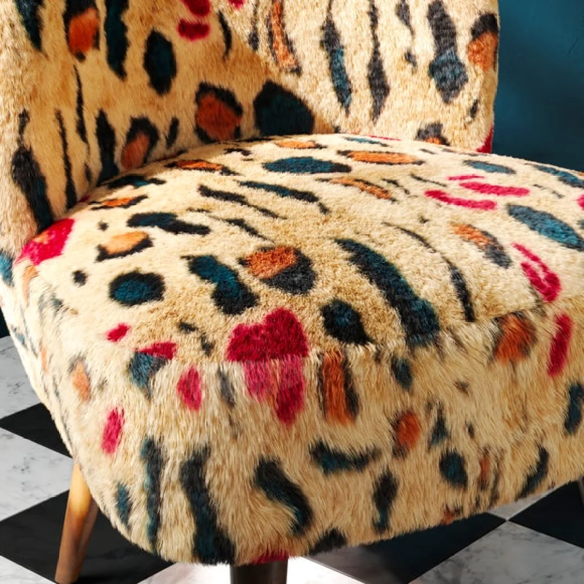 Elsie Leopard Brights Faux Fur Cocktail Chair – image 4