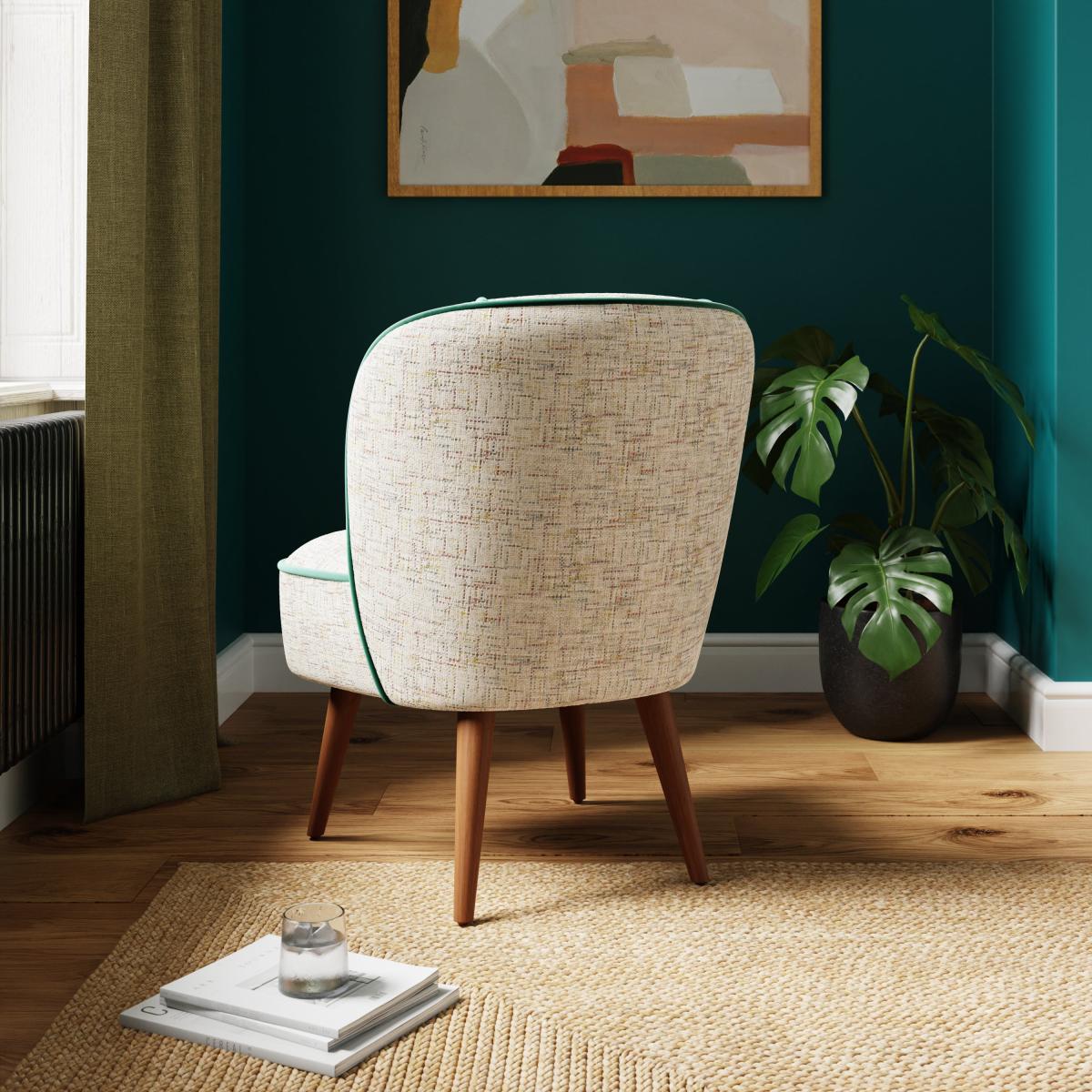 Elsie Contrast Piping Chenille Cocktail Chair – image 2