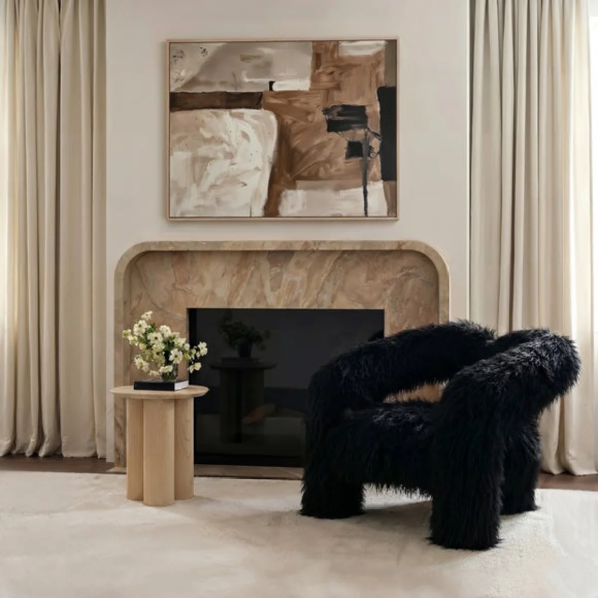 Freyja Faux Mongolian Fur Occasional Chair – image 2