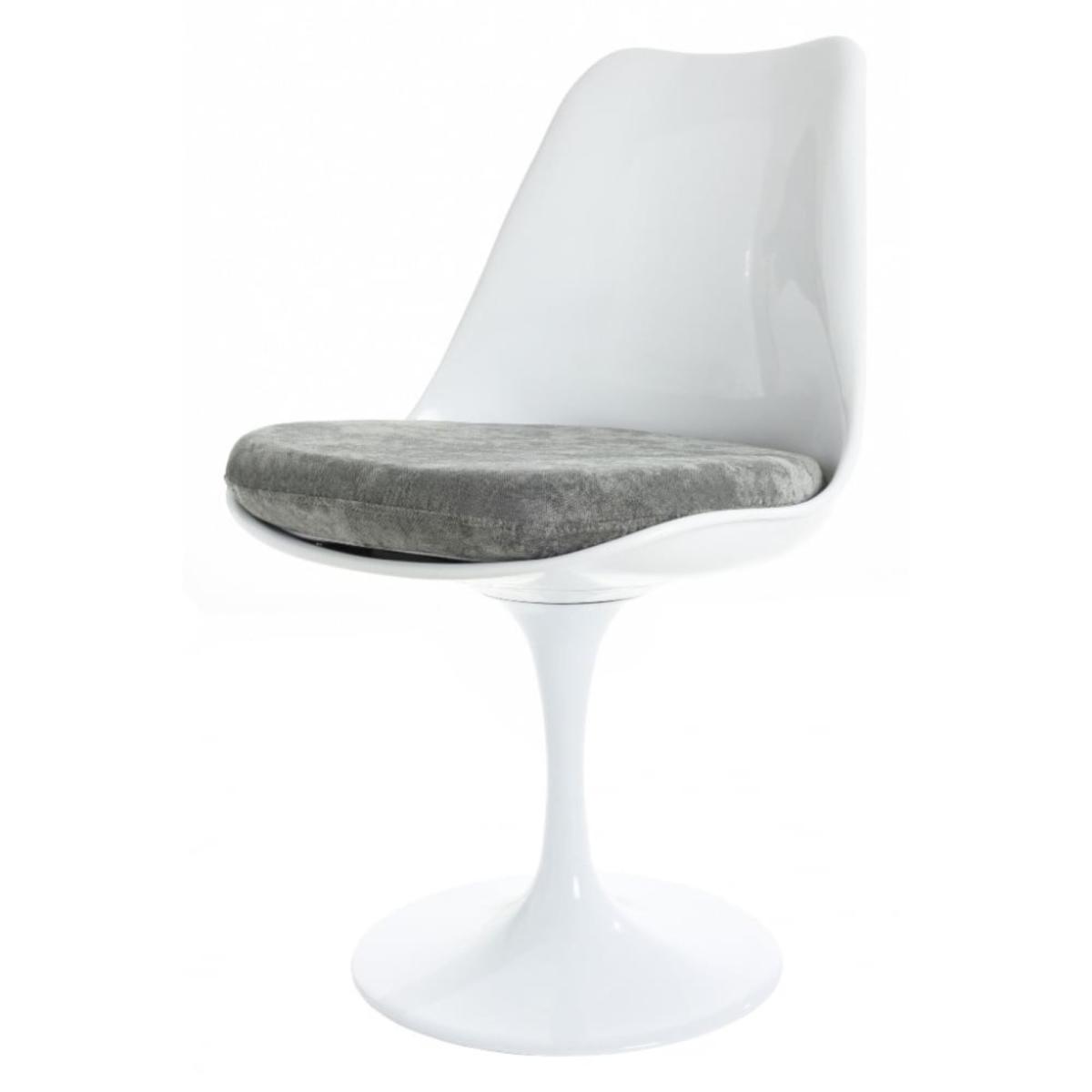Fusion Living White Tulip Dining Chair with Luxurious Cushion Mid Grey – image 2