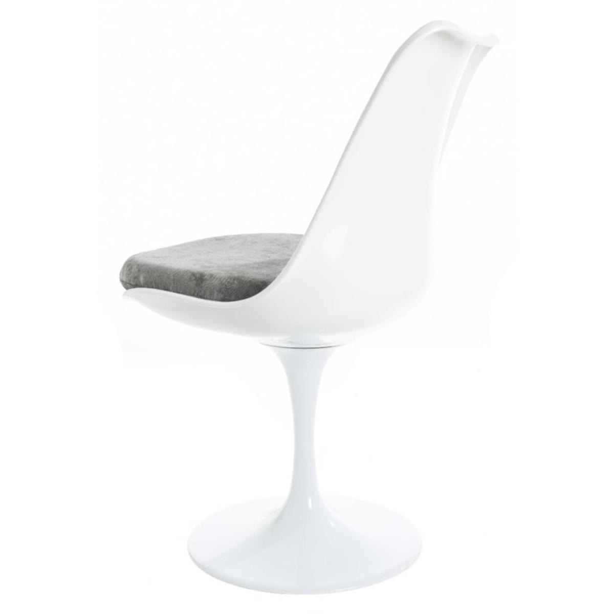Fusion Living White Tulip Dining Chair with Luxurious Cushion Mid Grey – image 4