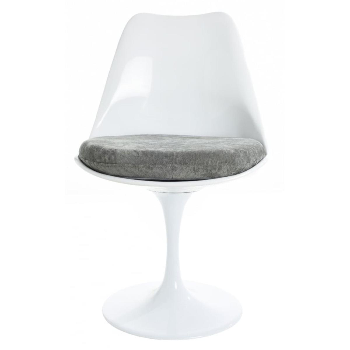 Fusion Living White Tulip Dining Chair with Luxurious Cushion Mid Grey – image 5