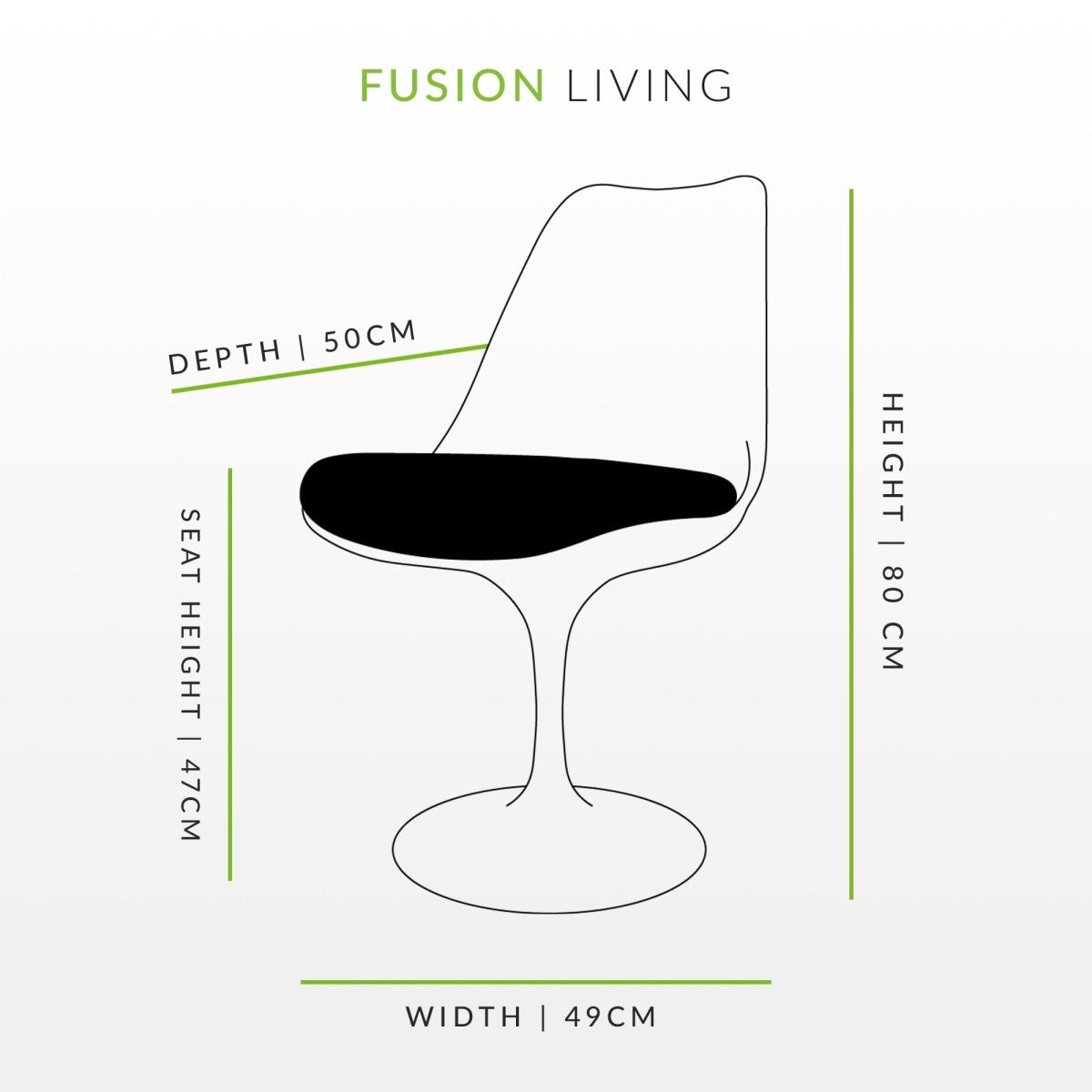 Fusion Living White Tulip Dining Chair with Luxurious Cushion Mid Grey – image 6
