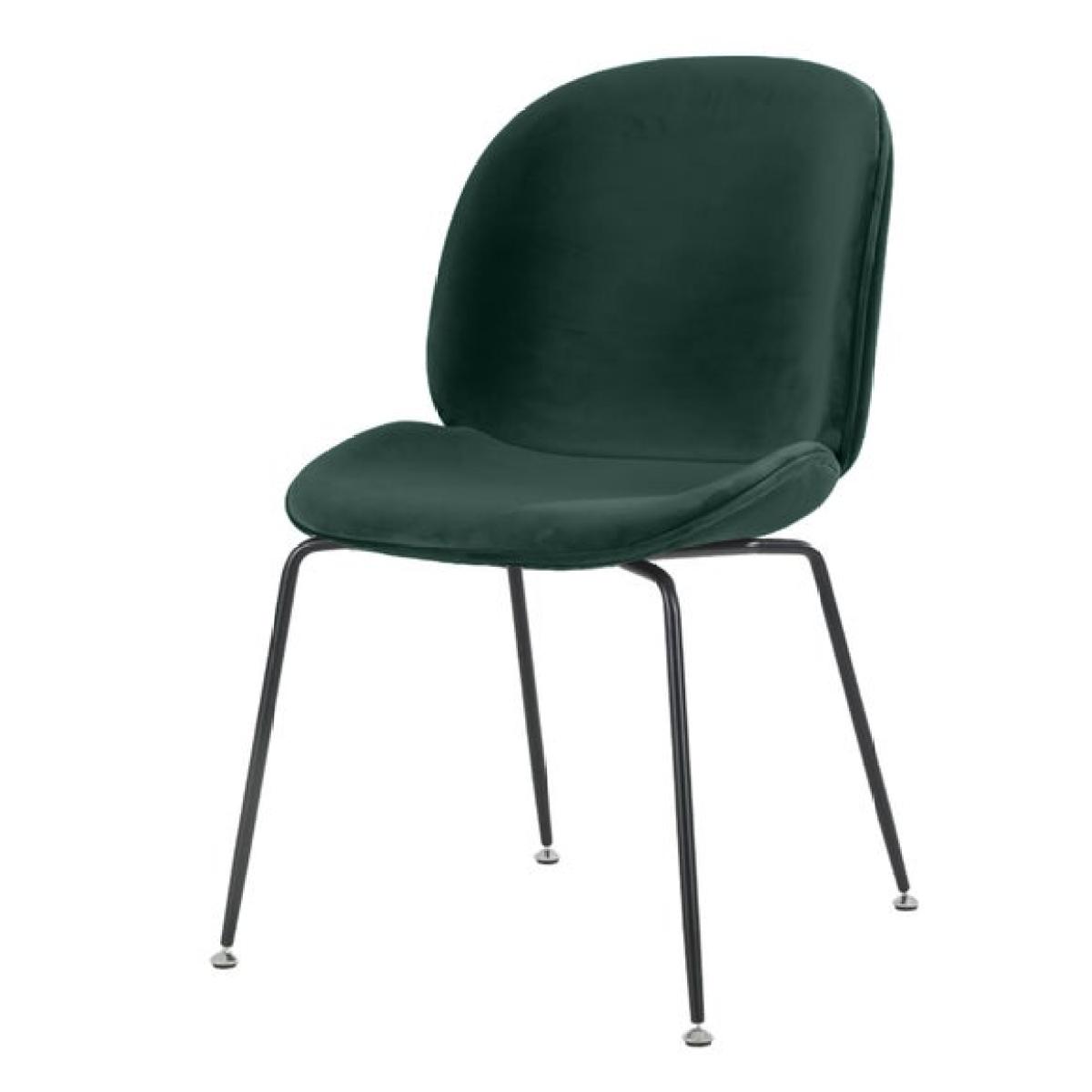 Fusion Living Luxurious Velvet Dining Chair with Black Metal Legs – image 2