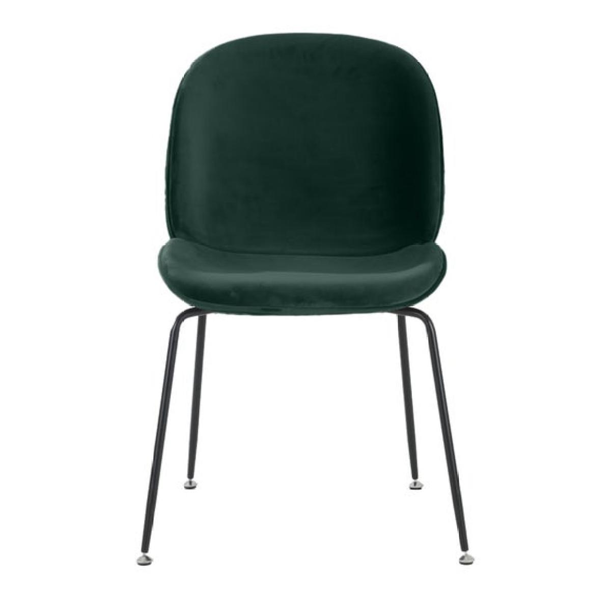 Fusion Living Luxurious Velvet Dining Chair with Black Metal Legs – image 3