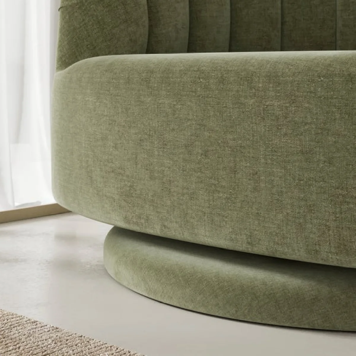 Elena Luxe Chenille Scalloped Swivel Chair – image 5
