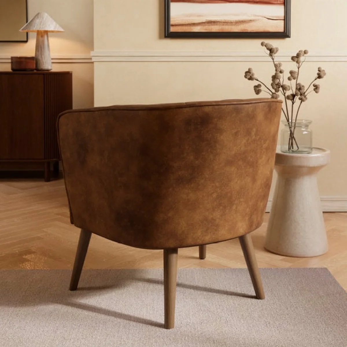 Cindi Button Back Faux Leather Tub Chair – image 2