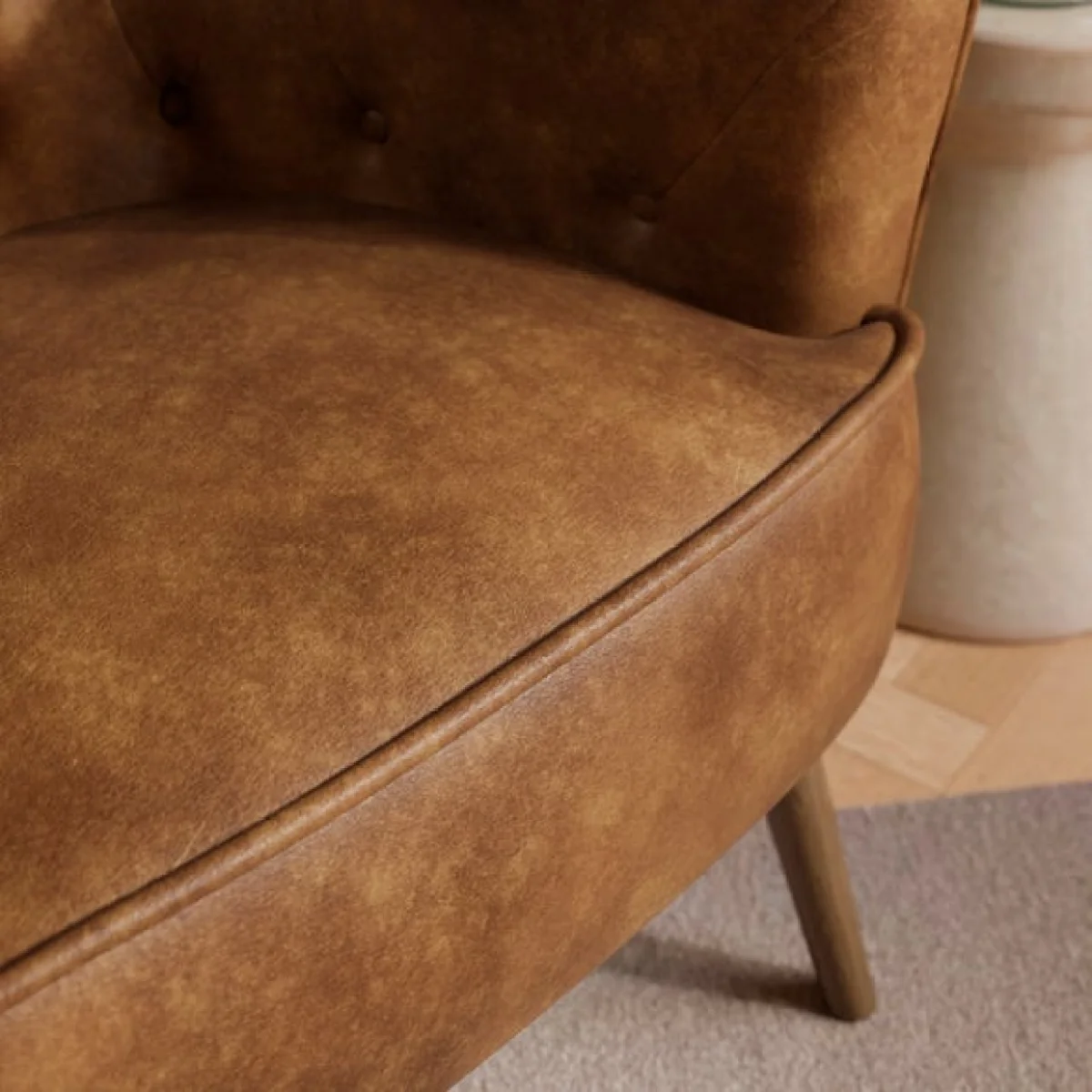 Cindi Button Back Faux Leather Tub Chair – image 3