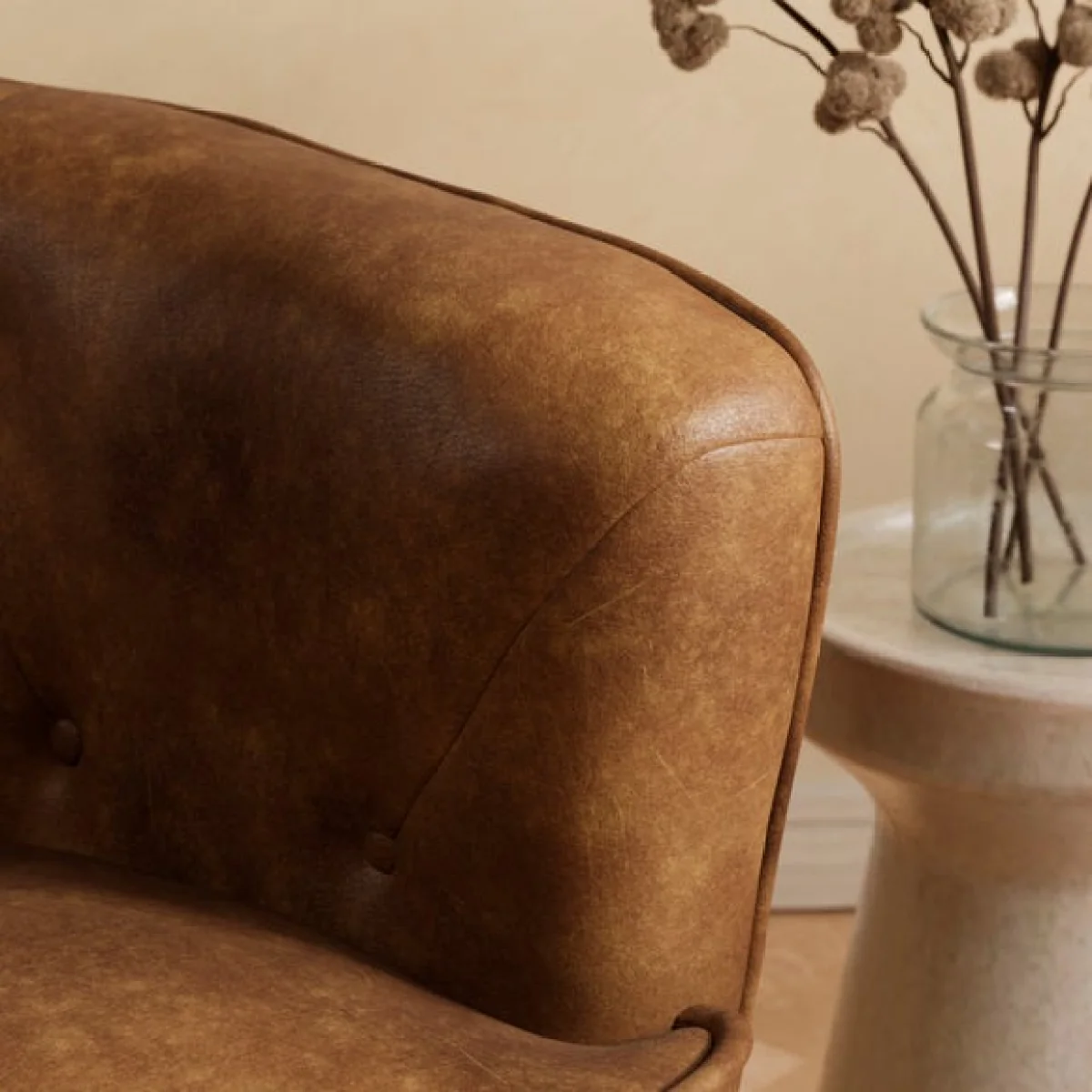 Cindi Button Back Faux Leather Tub Chair – image 4