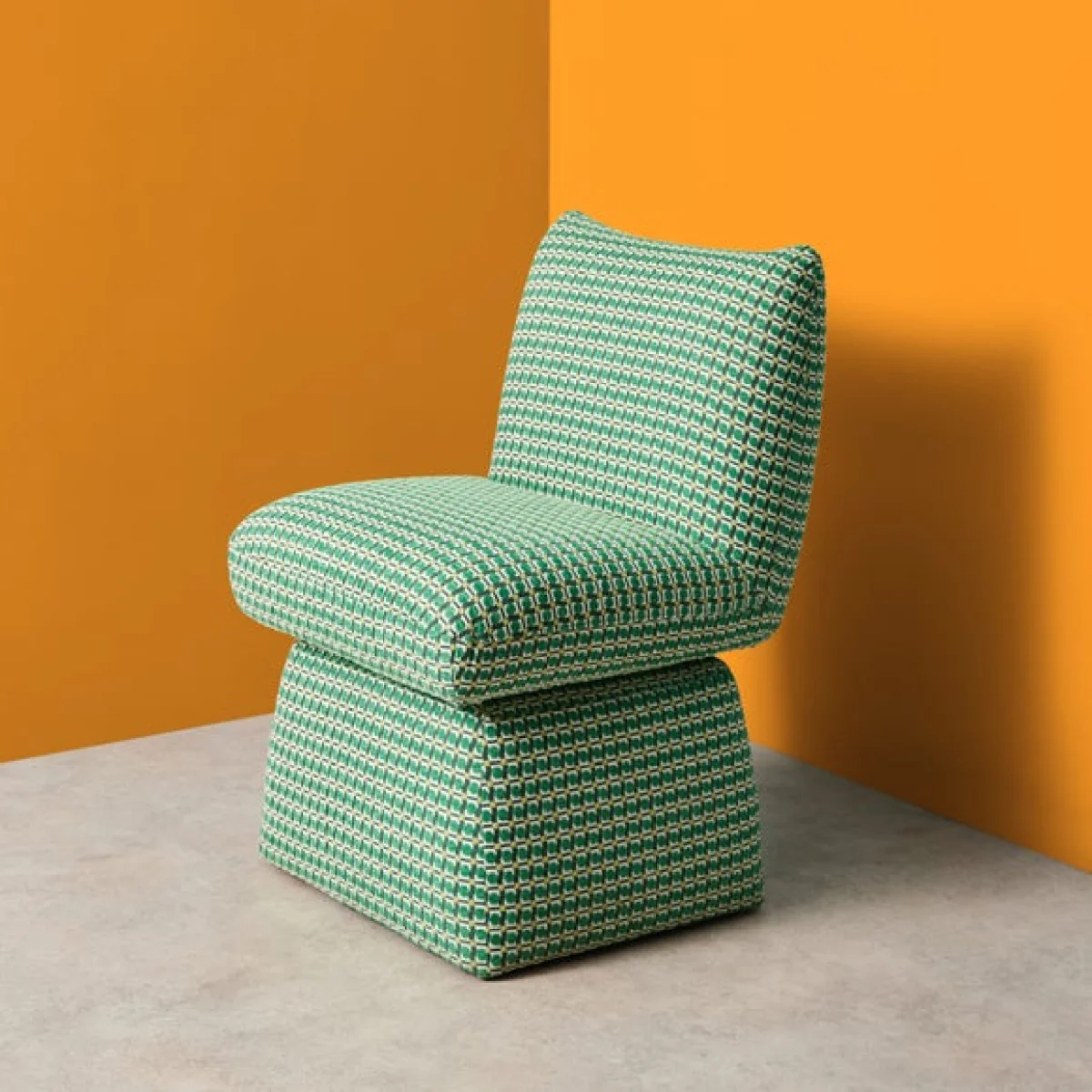 Yinka Ilori Swivel Dining Chair, Sweet Flows Green Fabric – image 1