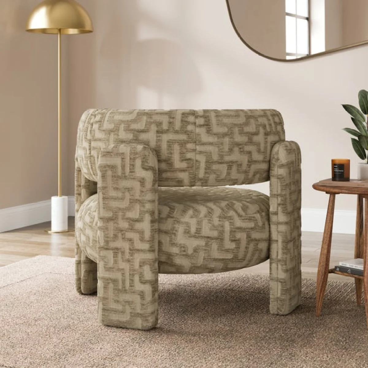 Hailey Chunky Aztec Chenille Accent Chair – image 2