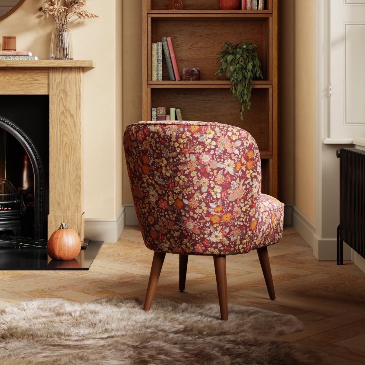 Elsie Ditsy Floral Print Woven Accent Chair Red – image 2