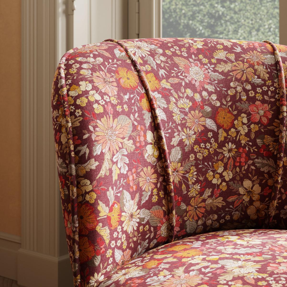 Elsie Ditsy Floral Print Woven Accent Chair Red – image 3