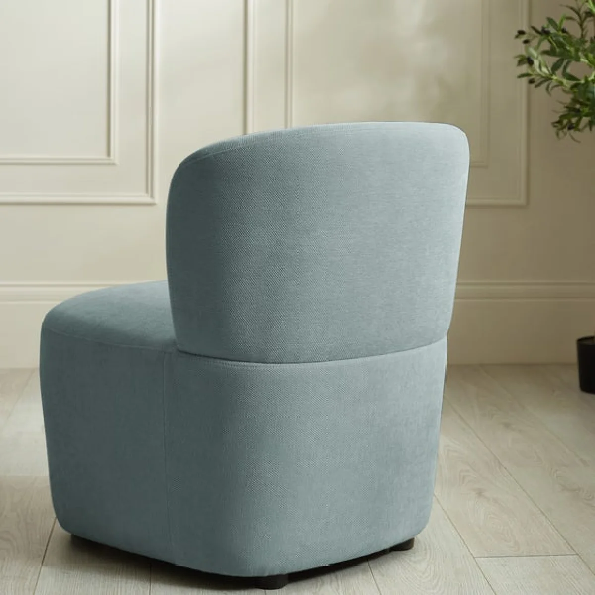 Return - Lunetta Chenille Armless Accent Chair, Riviera Blue – image 2