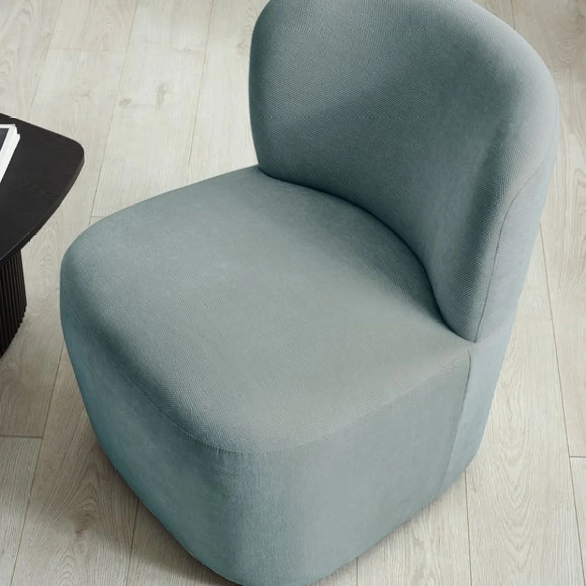 Return - Lunetta Chenille Armless Accent Chair, Riviera Blue – image 3