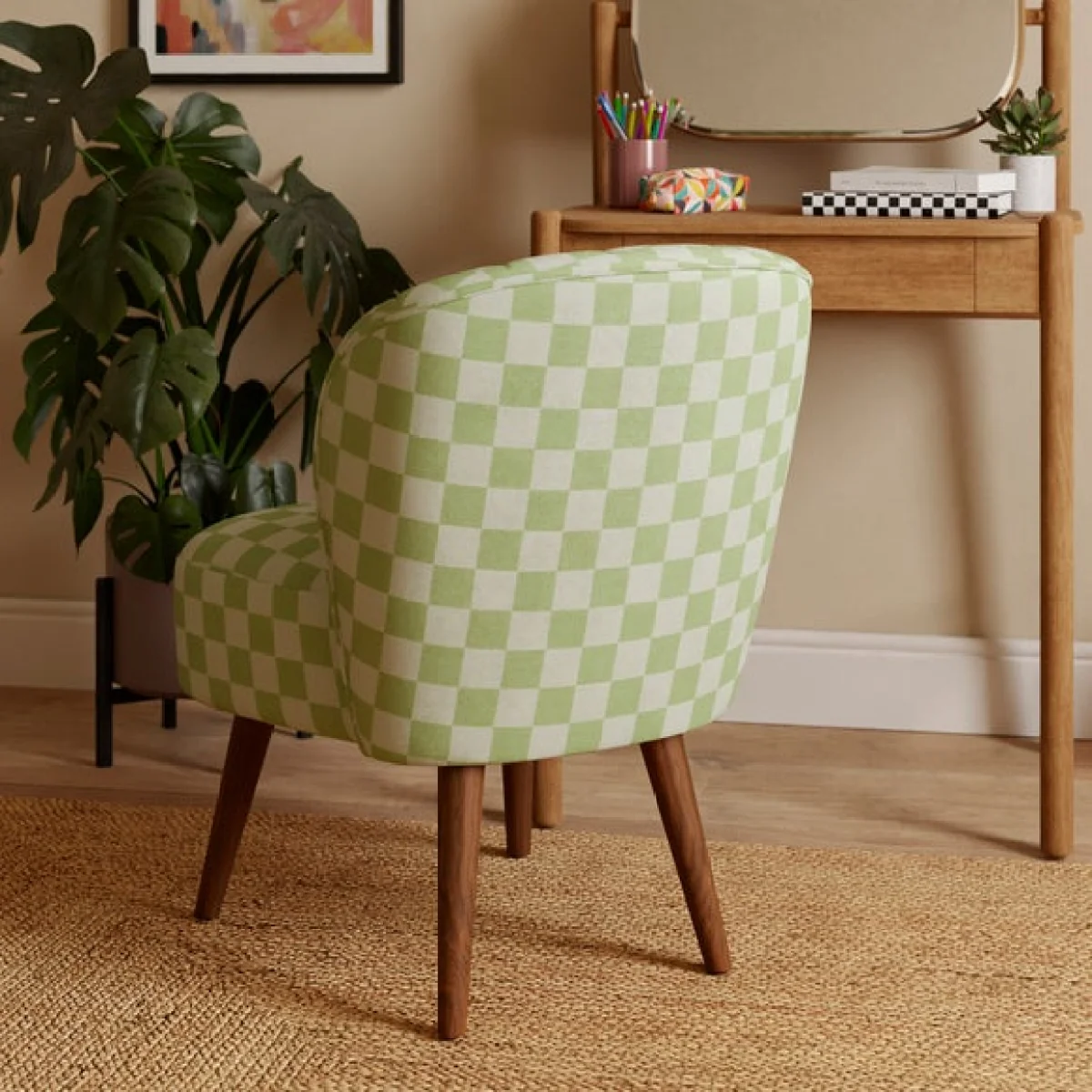 Colette Checkerboard Textured Weave Accent Chair – image 2