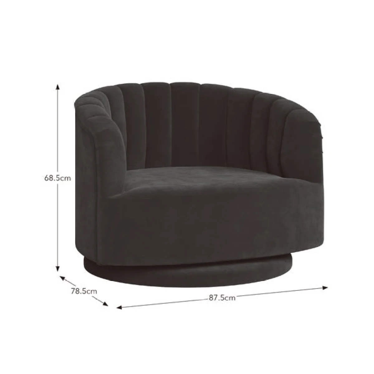 Elena Velvet Scalloped Swivel Chair – image 9