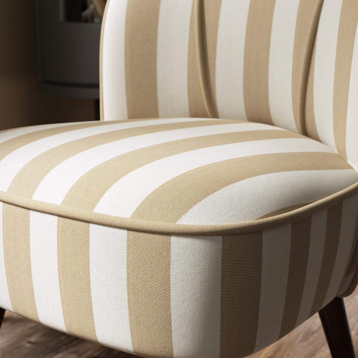 Elsie Striped Fabric Cocktail Chair Woven Stripe Honey – image 3