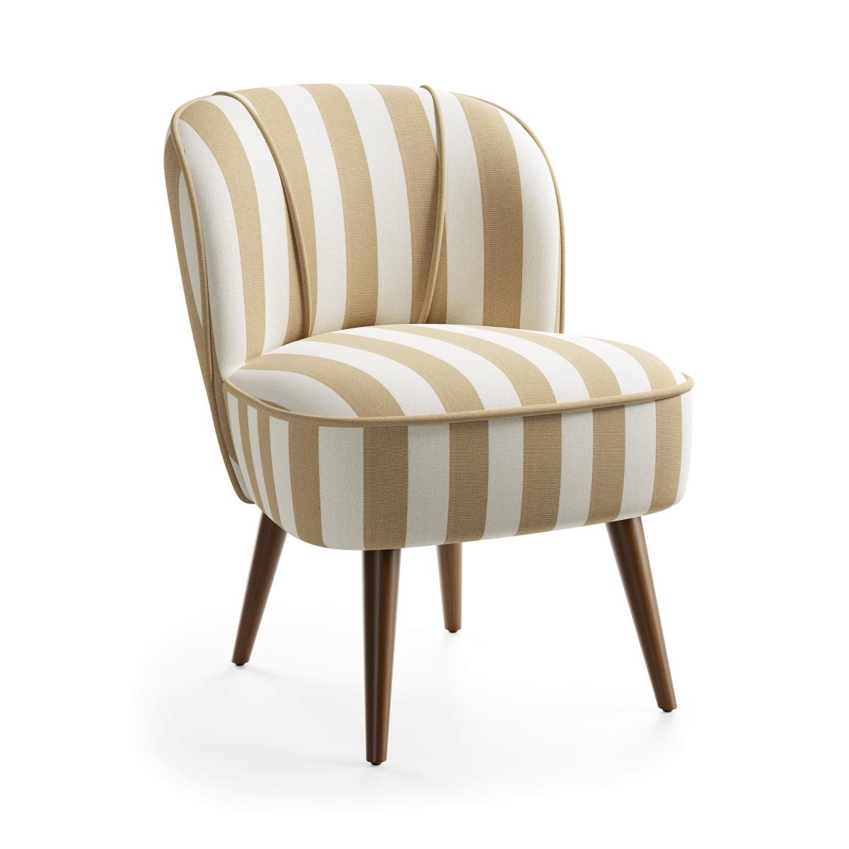 Elsie Striped Fabric Cocktail Chair Woven Stripe Honey – image 4
