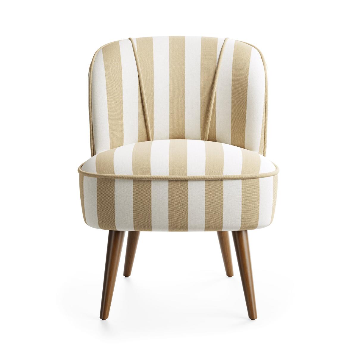 Elsie Striped Fabric Cocktail Chair Woven Stripe Honey – image 5