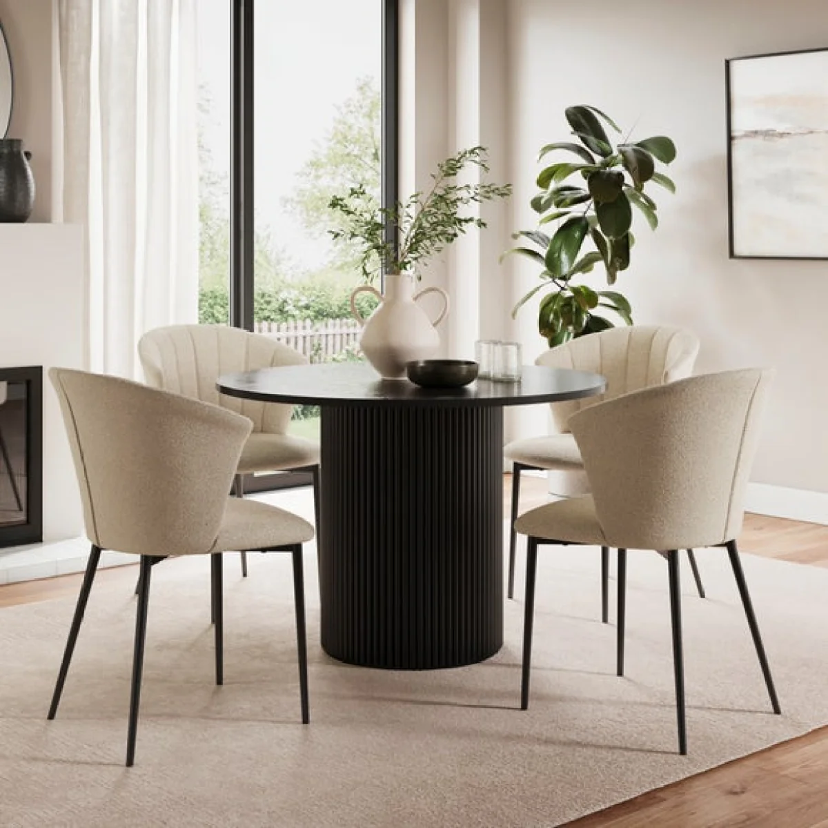 Kendall Dining Chair with Black Legs, Boucle – image 2