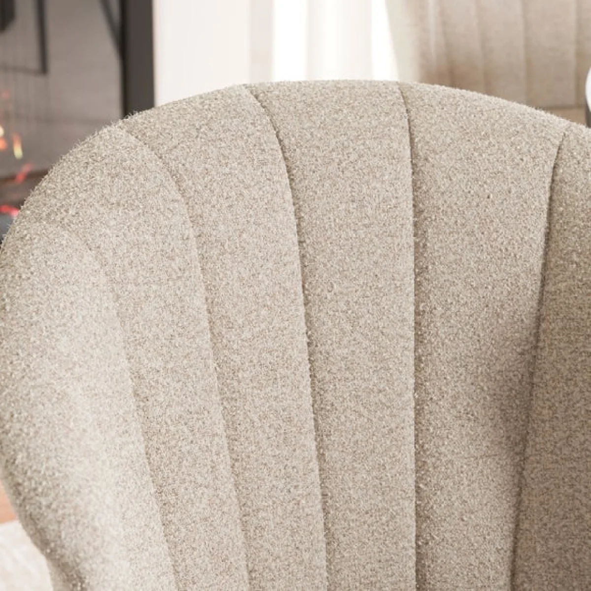 Kendall Dining Chair with Black Legs, Boucle – image 3