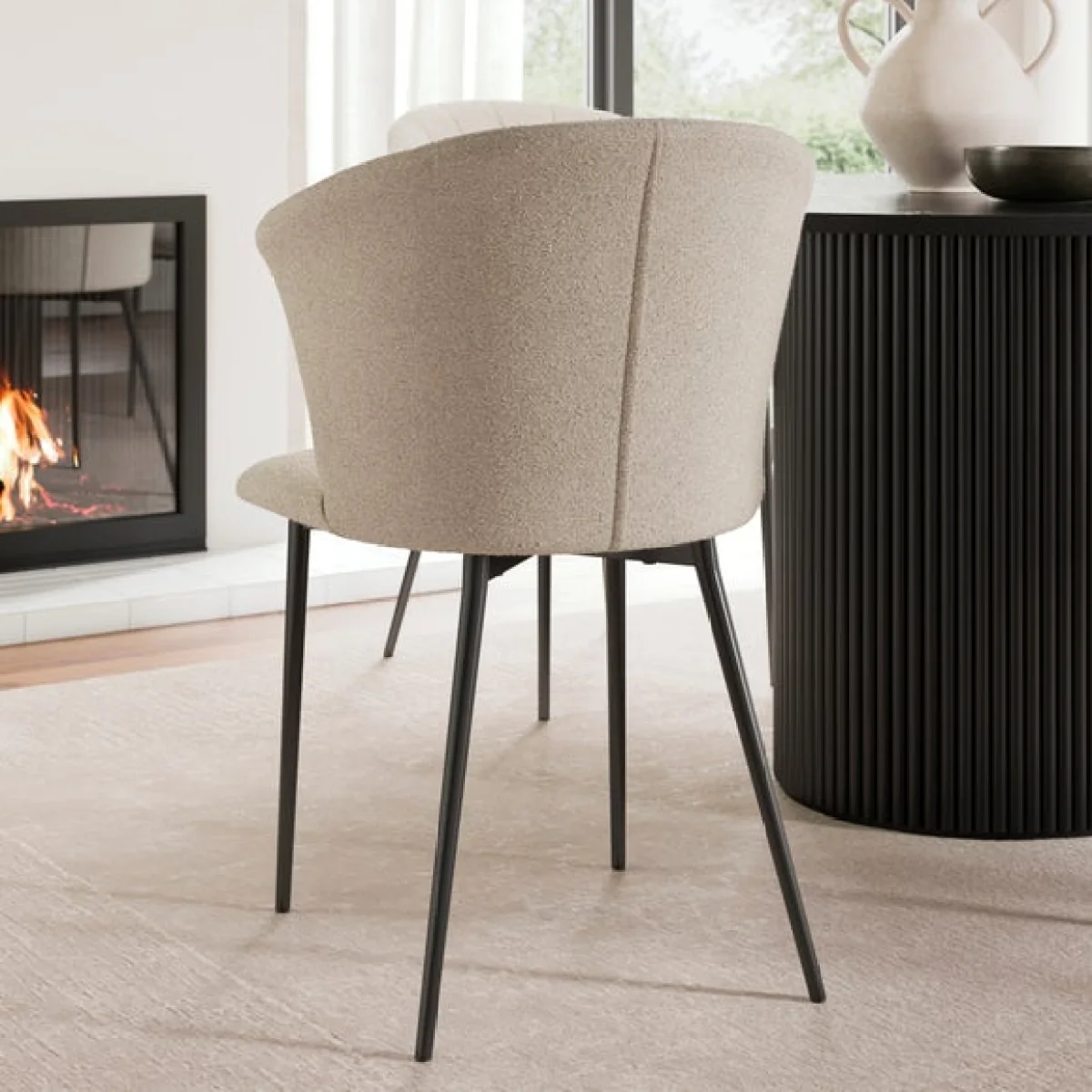 Kendall Dining Chair with Black Legs, Boucle – image 6