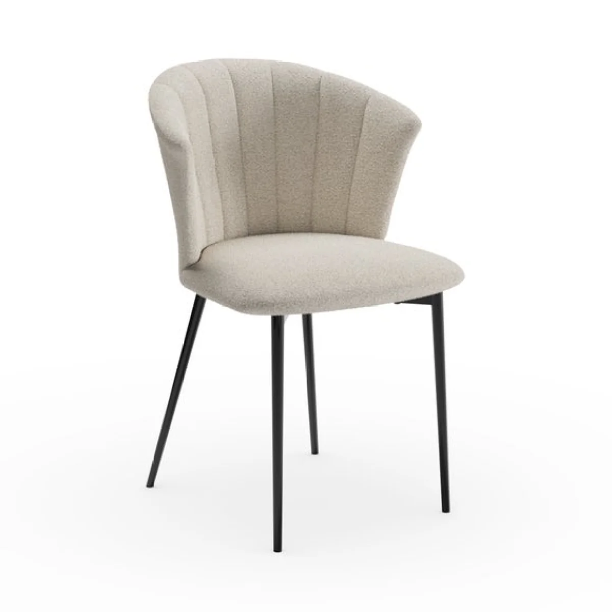Kendall Dining Chair with Black Legs, Boucle – image 7