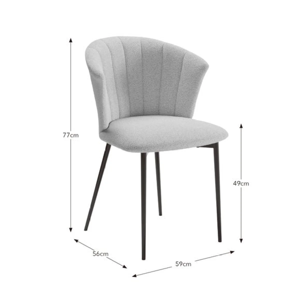 Kendall Dining Chair with Black Legs, Boucle – image 9