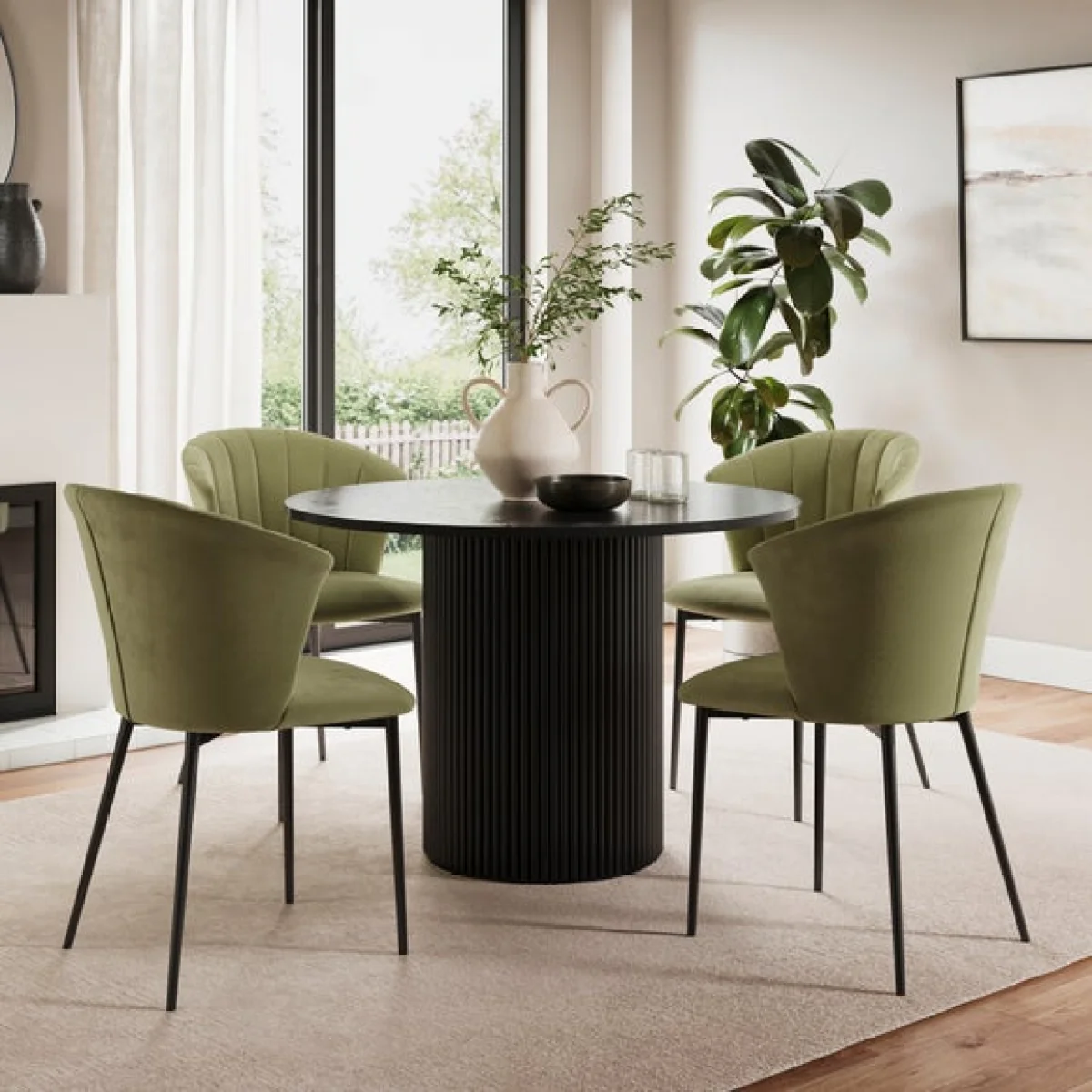 Kendall Dining Chair with Black Legs, Velvet – image 2