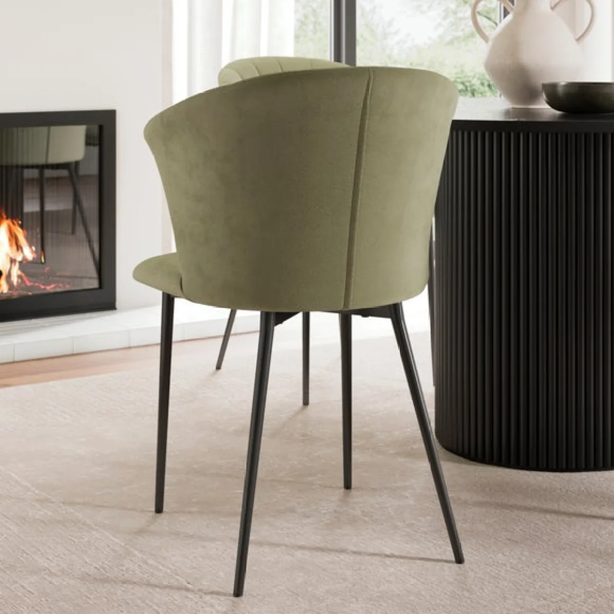 Kendall Dining Chair with Black Legs, Velvet – image 6