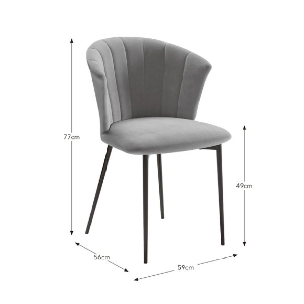 Kendall Dining Chair with Black Legs, Velvet – image 9