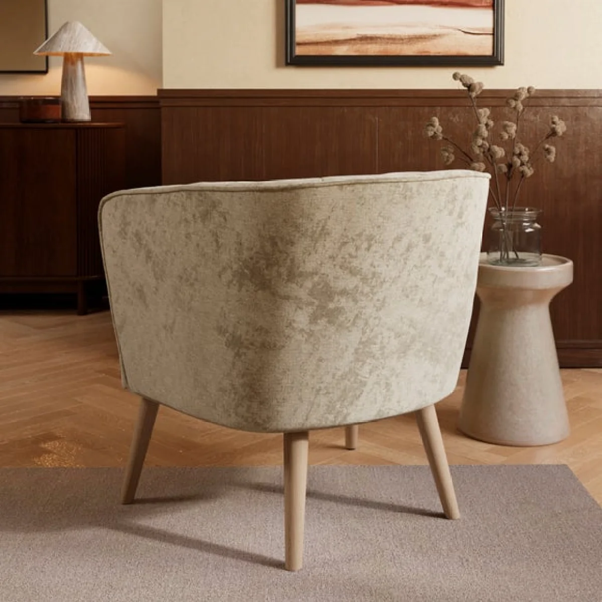 Cindi Button Back Luxe Chenille Tub Chair – image 2