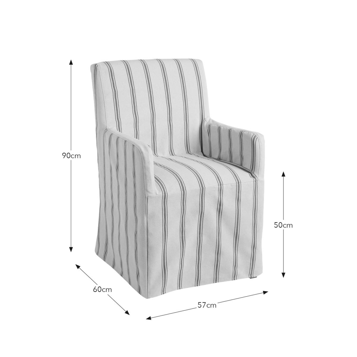 Lewin Carver Loose Cover Dining Chair, Striped – image 6