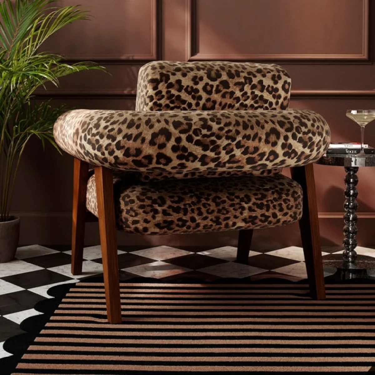 Brynn Leopard Print Velvet Accent Chair – image 2