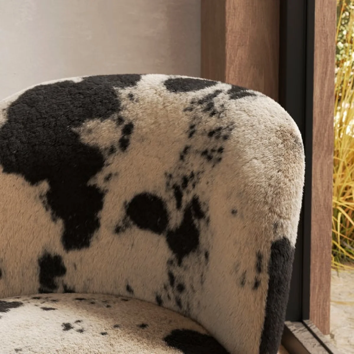 Elsie Cow Print Faux Fur Cocktail Chair – image 3
