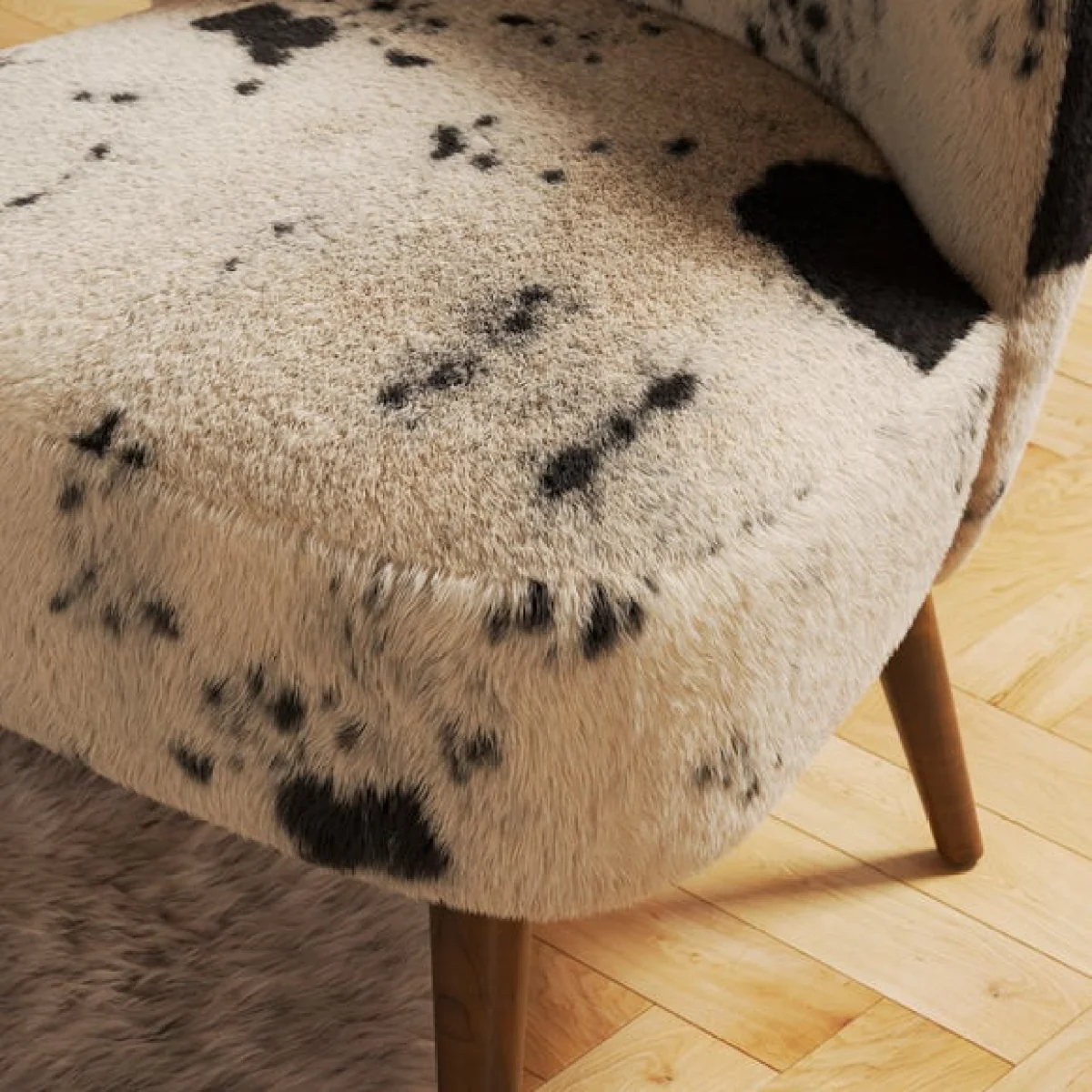 Elsie Cow Print Faux Fur Cocktail Chair – image 4