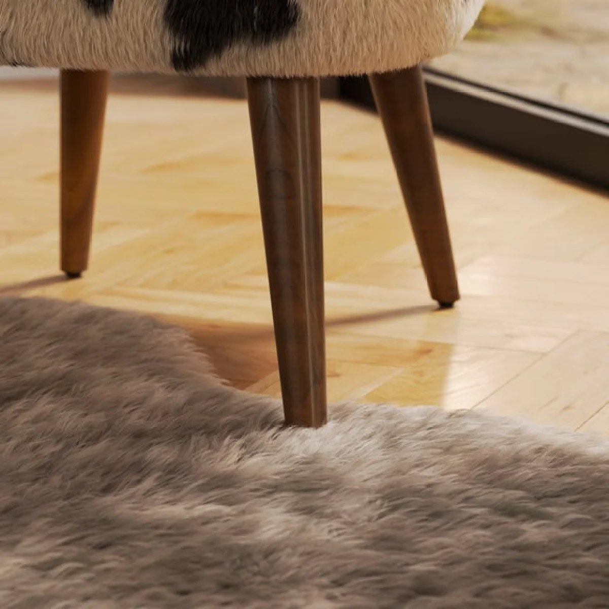 Elsie Cow Print Faux Fur Cocktail Chair – image 5