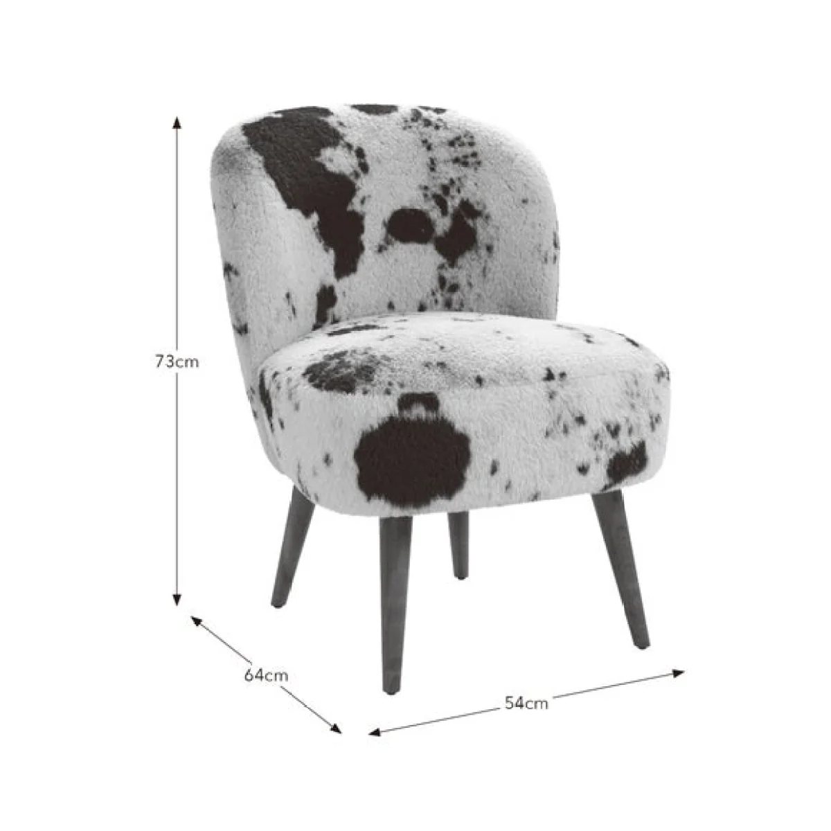 Elsie Cow Print Faux Fur Cocktail Chair – image 9